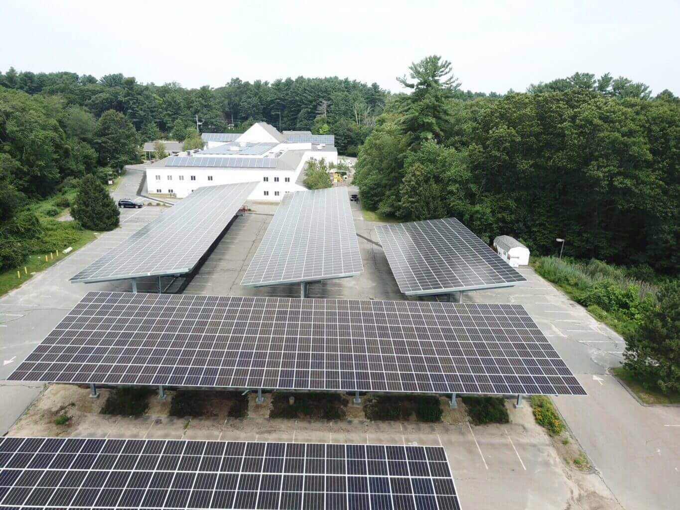 Solar parking canopy at Faith Community Church in Hopkinton, Massachusetts