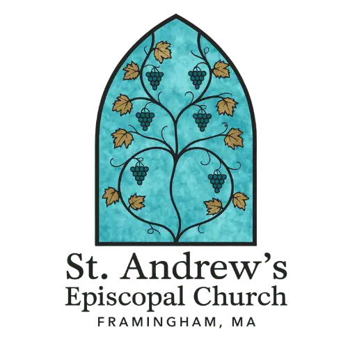 Stained glass with grapes and leaves design.