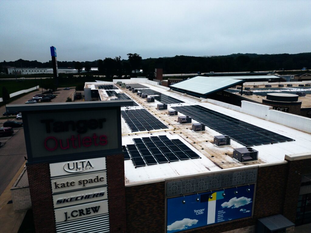 Retail outlet center solar installation in Grand Rapids, MI by Plankton Energy