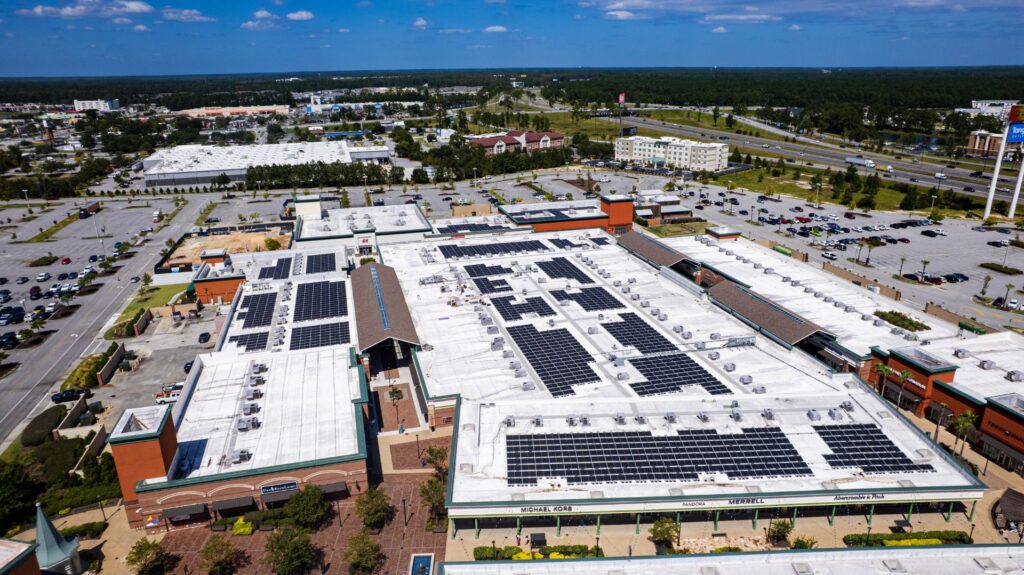 Retail outlet center solar installation in Savannah, GA by Plankton Energy
